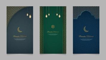 Eid Mubarak and Ramadan Kareem Islamic Arabic Realistic Social Media Stories Collection Template vector