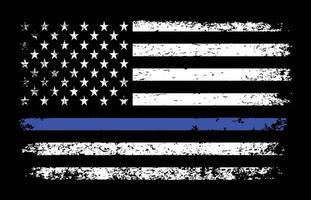 Thin Blue Line Distressed American Flag Vector