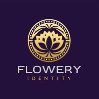 lujo flor floración circulo logo diseño vector. elegancia decorativo floral logo. vector
