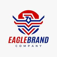 Minimalist line eagle abstract badge logo design. United states hawk logo brand. vector