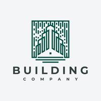 Elegance line building logo design vector. Minimalist home skyscraper logo brand. vector