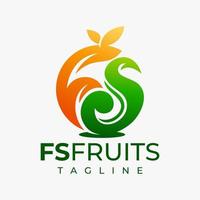 Colorful apple fruit letter F S FS logo design. Minimal apples initial FS logo. vector