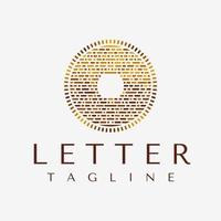 Vintage decorative letter O line logo design vector. Colorful initial O brand. vector