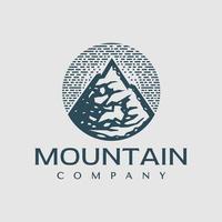 Detailed mountain peak circle logo design vector. Luxury mountain adventure logo. vector