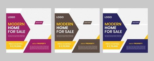 Social media post marketing home sale banner, Square advertising and promotional shopping banner vector