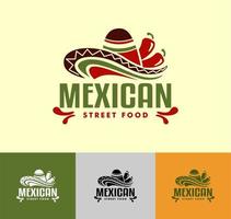 Set Of mexicana food logo factory icon design for mexican cuisine restaurant or fast food bar and snacks cafe. vector isolated symbol of mexican chili jalapeno red pepper and sombrero