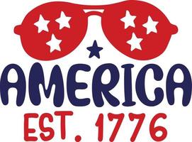 America Est 1776 4th of July typography Designs for Clothing and Accessories vector