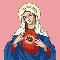 Immaculate Heart of the Virgin Mary Colored Vector Illustration