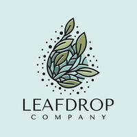 Colorful leaf water drop logo design template. Fun natural fluid logo branding. vector