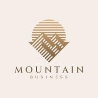 Luxury geometric line mountain logo design. Modern mountain peak logo branding. vector