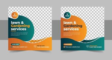 agriculture farming services or Lawn Mower Garden Service Social Media post banner and cover template or agro farm, agriculture, farming, organic farm vector