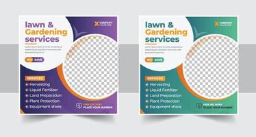 agriculture farming services or Lawn Mower Garden Service Social Media post banner and cover template or agro farm, agriculture, farming, organic farm vector