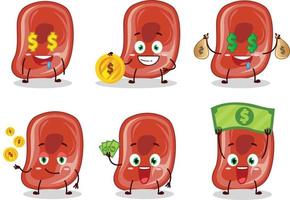 Ham cartoon character with cute emoticon bring money vector