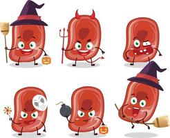 Halloween expression emoticons with cartoon character of ham vector