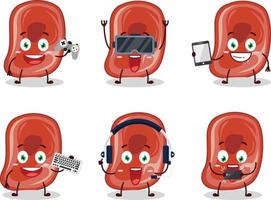 jamón dibujos animados personaje son jugando juegos con varios linda emoticones vector