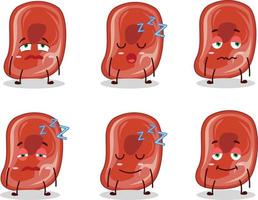 dibujos animados personaje de jamón con soñoliento expresión vector