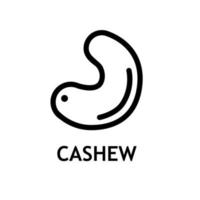 Cashew nuts line art vector icon for food apps and packaging. Line style logo. Dieting snack for healthy lifestyle.