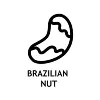 Brazilian nut icon. Vector graphic food. Retro doodle symbol. Healthy snack for vegan and vegetarian diet. Line style illustration.