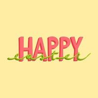 Joyful Happy Easter hand-drawn lettering for greeting cards, social media posts, stickers. Colorful candy pastels spring vector illustration in flat style.