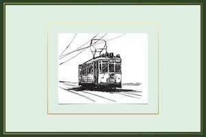 tram vehicle hand drawn sketch vector