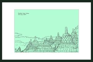 hand drawn indonesian temple vector