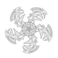 Symmetric Spike Mandala. Mechanical shuriken zentangle style. vector