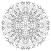 Circular outline symmetric mandala with details. Perfect  for coloring and illustrations. vector