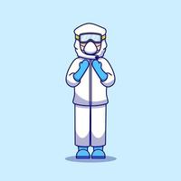 Illustration design of a nurse using personal protective equipment. Isolated character design concept. Suitable for landing pages, stickers, icons, banners, book covers, etc. vector