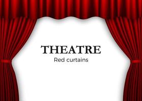 Open red theater curtain. Background for banner or poster. Vector illustration isolated on white background