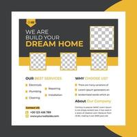 We are build your Dream Home- social media post template. Suitable for social media posts and web or internet ads. Vector illustration with Photo College.