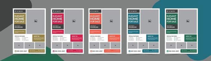 Real Estate Flyer Design Template. Modern Design. Multi Color Option. Fully Editable Vector. Print Ready. vector