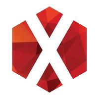 X red polygonal logo and vector icon