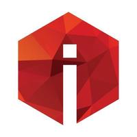 i initials red polygonal logo and vector icon