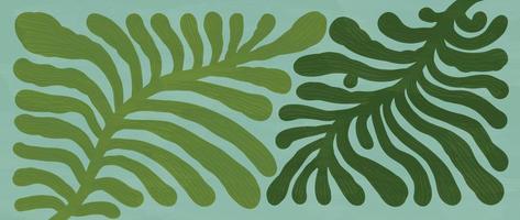 Matisse art background vector. Abstract natural hand drawn pattern design with green leaves, branches. Simple contemporary style illustrated Design for fabric, print, cover, banner, wallpaper. vector