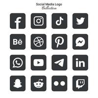 Popular social network logo icons collection vector