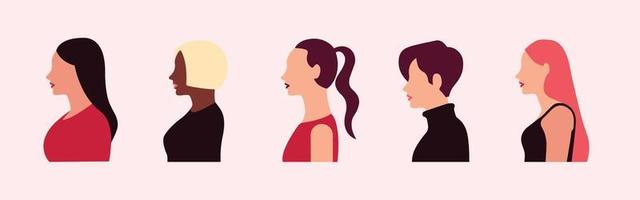 set of woman character illustration vector