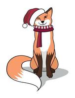 Fox with a New Year's cap. Christmas character. Vector illustration