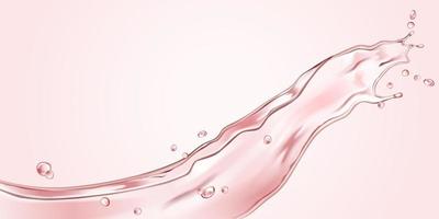 3D realistic splashing liquid isolated on pink background vector