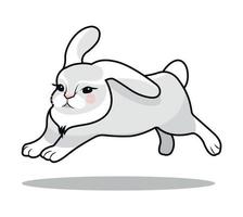 Jumping white hare. New Year character. Vector illustration