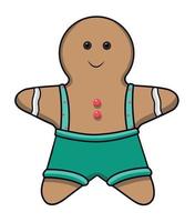 Christmas gingerbread man. New year character gingerbread cookie. Vector illustration