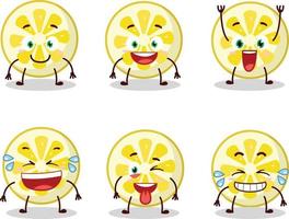 Cartoon character of lemon slice with smile expression vector