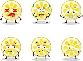 Lemon slice cartoon character with nope expression vector