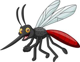 Cute mosquito cartoon on white background vector