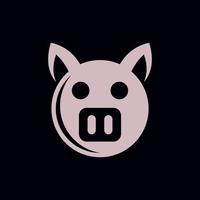 animal cerdo cara circulo sencillo logo vector