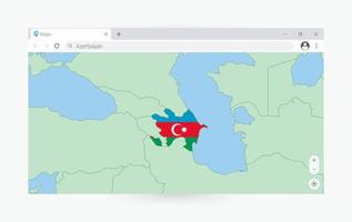 Browser window with map of Azerbaijan, searching  Azerbaijan in internet. vector