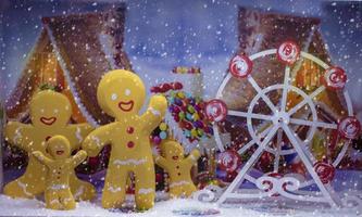 A family of gingerbread men on a Christmas background. Background for greeting card, calendar. photo