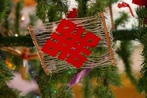 Slavic symbol on the Christmas tree. Slavic Christmas. photo