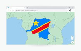 Browser window with map of DR Congo, searching  DR Congo in internet. vector
