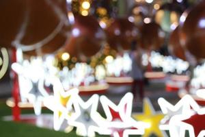 star light neon parade bokeh background , Christmas and new year event photo