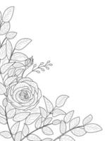 flores aisladas detalladas dibujadas a mano rosa y hojas en estilo vintage. se puede utilizar para grabado, papel de aluminio. vector